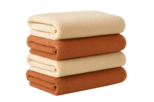 Stacked soft fleece blankets and throws, beige and brown, providing comfort, warmth, and cozy home textiles