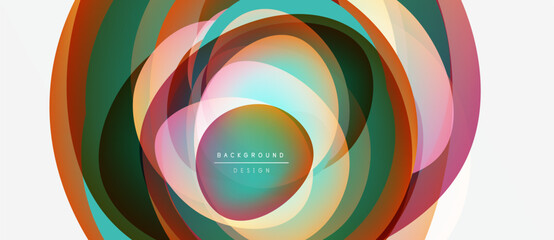 Obraz premium Abstract colorful layers create dynamic circular design. Modern background with text background design visible. Vibrant hues blend seamlessly.