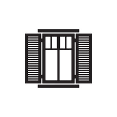 Classic Window with Open Shutters Icon
