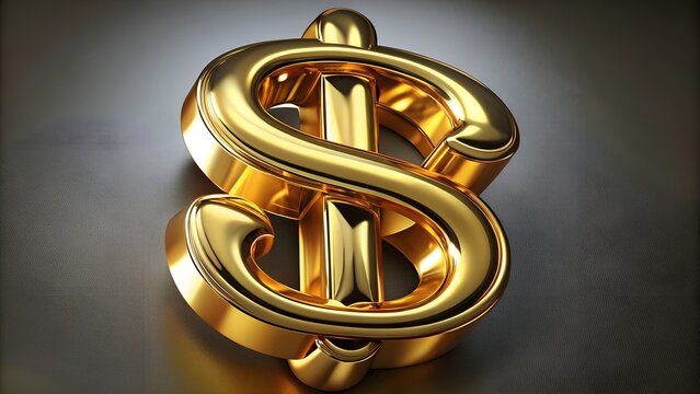 Elegant golden dollar sign symbolizing wealth and financial success on a sleek dark background