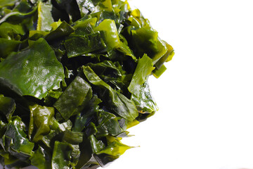 Pile of fresh wakame seaweed.