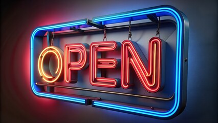 Vibrant neon open sign beckons customers into your business with its inviting glow and retro charm