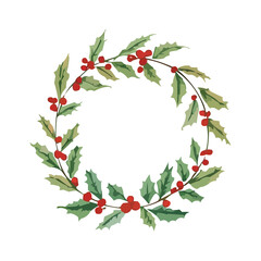 Naklejka premium watercolor christmas wreath vector illustration