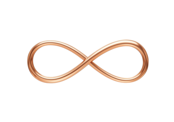 Isolated Shiny Copper Infinity Symbol, Design Element, Decoration, Figure Eight, Loop, Symbol