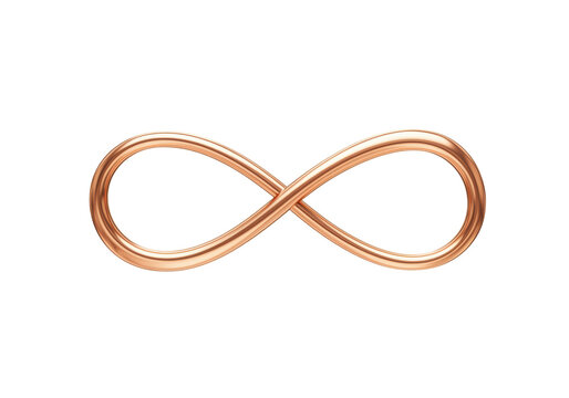 Isolated Shiny Copper Infinity Symbol, Design Element, Decoration, Figure Eight, Loop, Symbol