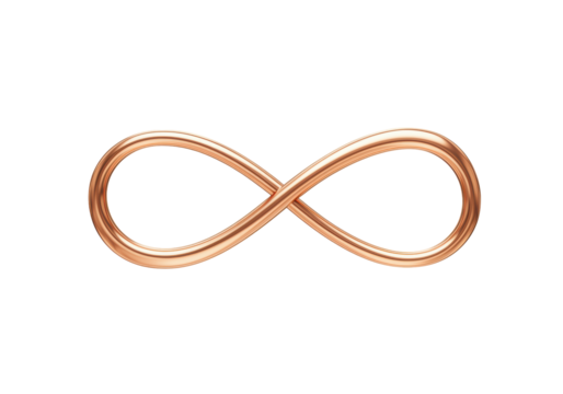 Isolated Shiny Copper Infinity Symbol, Design Element, Decoration, Figure Eight, Loop, Symbol