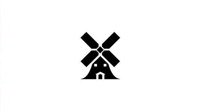 Minimalist windmill icon isolated on white background for design elements