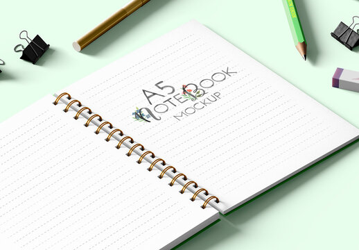 A5 Spiral Notebook Mockup