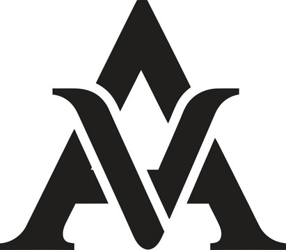 Stylish monogram featuring the letters a and v intertwined in a triangular design, perfect for branding, logos, or personal emblems