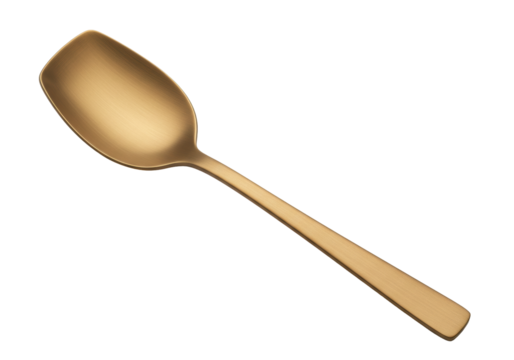 Isolated golden spoon on seamless backdrop for food presentation and table setting design