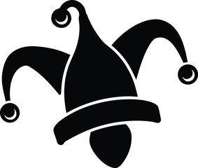 Jester hat icon with bells for festive designs