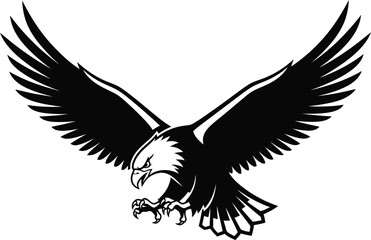 Obraz premium A majestic bald eagle soars with outstretched wings, embodying freedom, strength, and american pride