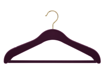 Isolated Luxurious Velvet Hanger, Clothes Hanging Wardrobe Accessories, Golden Hook Design