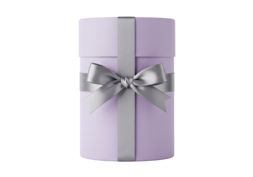 Isolated round gift box with silver bow for holiday surprise and special occasion decor - Powered by Adobe