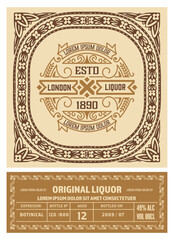 Whiskey label with old frames	
