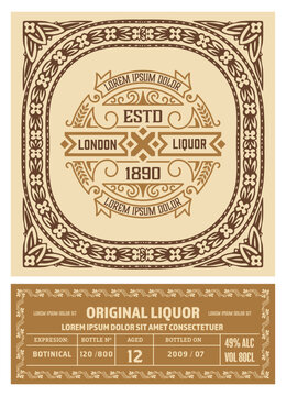 Whiskey label with old frames	