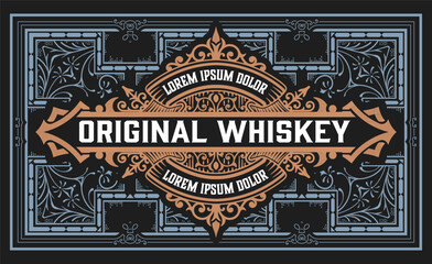 Whiskey label with old frames	