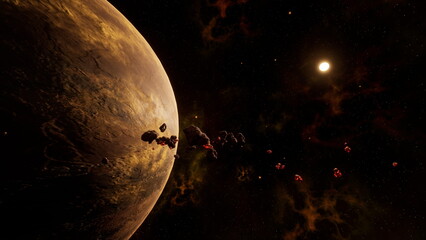 a large cluster of asteroids near an unknown planet