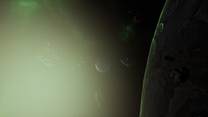 a large cluster of asteroids near an unknown planet