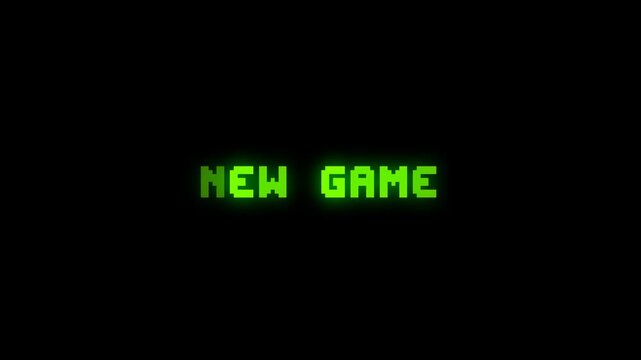 Bright green pixel New Game animation suitable for menu screens and UI overlays.