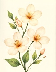 Obraz premium Beautiful botanical illustration featuring pale floral blossoms high resolution picture