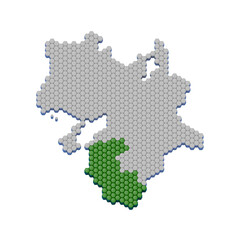 ハニカム構造状の和歌山県の地図