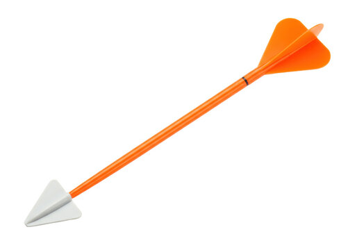 Isolated arrow toy for child game, soft plastic projectile, safety tips for children's toys