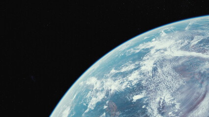 Earth as seen from outer space, showcasing the planets blue oceans, white clouds, and vast landmasses.