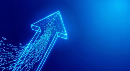 Abstract Digital Business Growth Stream Of Glowing Neon Arrows