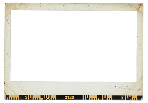 Instant Photo Film Frame. Snapshot Border Overlay. Retro Vintage Effect. Isolated PNG Texture. Transparent Background