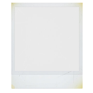 Instant Photo Film Frame. Snapshot Border Overlay. Retro Vintage Effect. Isolated PNG Texture. Transparent Background