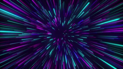 Futuristic neon warp-speed background with pink and cyan light streaks creating a dynamic hyperspace motion effect. - Powered by Adobe