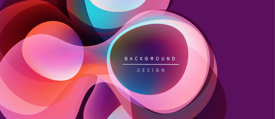 Abstract colorful layers create dynamic visual effect. Overlapping shapes suggest depth, movement, modern aesthetic.