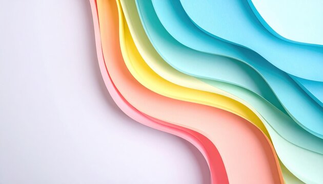 Colorful, wavy paper layers creating a smooth, gradient effect
