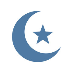 Crescent moon and star symbol representing Islamic faith and culture.