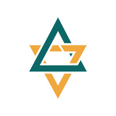 Geometric Star Symbol with Interlocking Triangles and Distinct Color Scheme.
