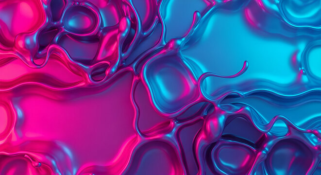 Vibrant metallic liquid with stunning pink and blue hues creates a mesmerizing abstract background for modern designs and artistic projects, offering visual impact - Powered by Adobe
