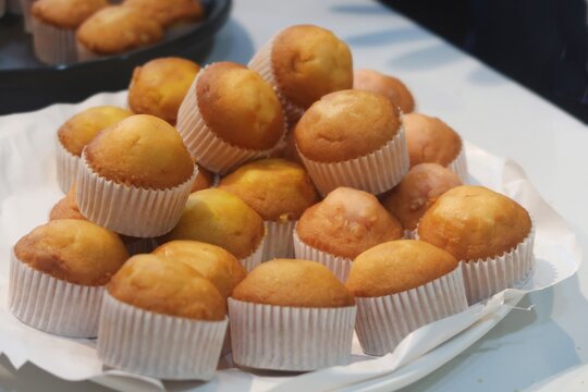 Delicious magdalenas or Spanish muffins or cup cacke flavor for breakfast
