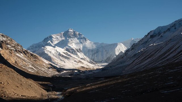 Sunset Time-Lapse of Mount Everest from Tibetan Valley