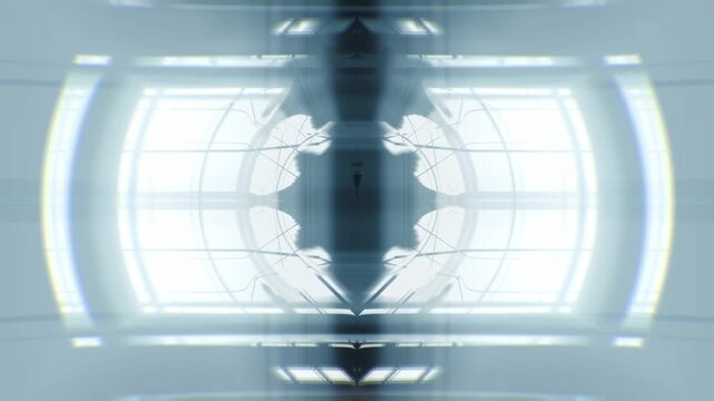 Abstract Sci-Fi strobe tunnel animation. Hypnotic light gate with rhythmic flashing. Futuristic corridor footage perfect for concert visuals, LED screens, and nightclub atmosphere.