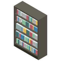 アイソメトリックイラスト：図書館の本棚