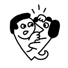 Angry man poking other person's nose, edgy doodle art