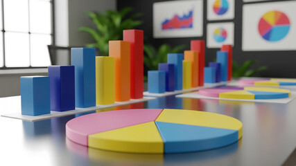 business data analysis. data visualization charts and graphs on a table