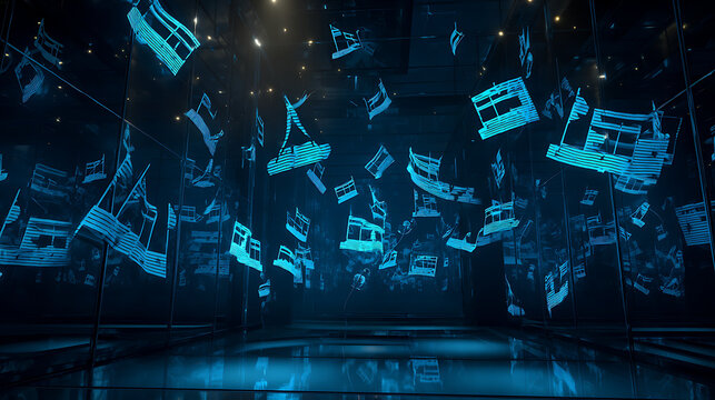 Abstract digital technology circuit board background with blue network and data connections