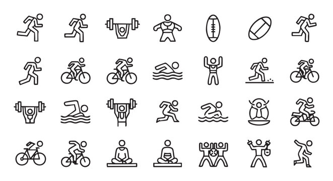 Fitness and wellness icons set for active lifestyle illustration concept