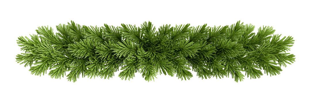 Christmas garland pine branches isolated on transparent
