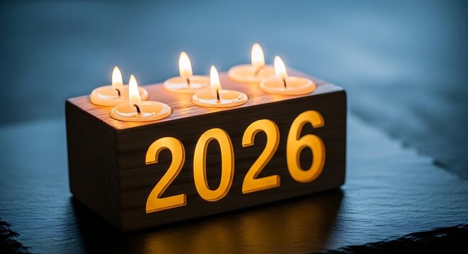 Glowing Candles Marking the Year 2026, Symbolizing Hope and Future