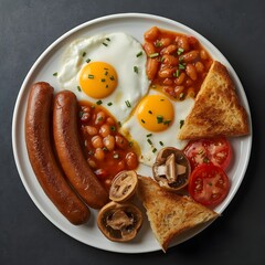 Sunshine on a Plate: Perfectly Cooked Eggs and Savoury Fixings.