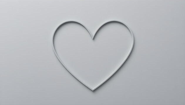 Simple gray background with a heart shaped indentation in the center of the composition
