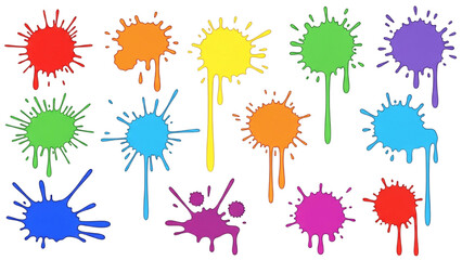 Colorful Splatter Collection Vibrant Paint Splashes for Creative Design Projects
